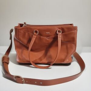 Lovevook Women’s Briefcase Shoulder Bag Fits 15.6” Laptop Leather Brown Clean